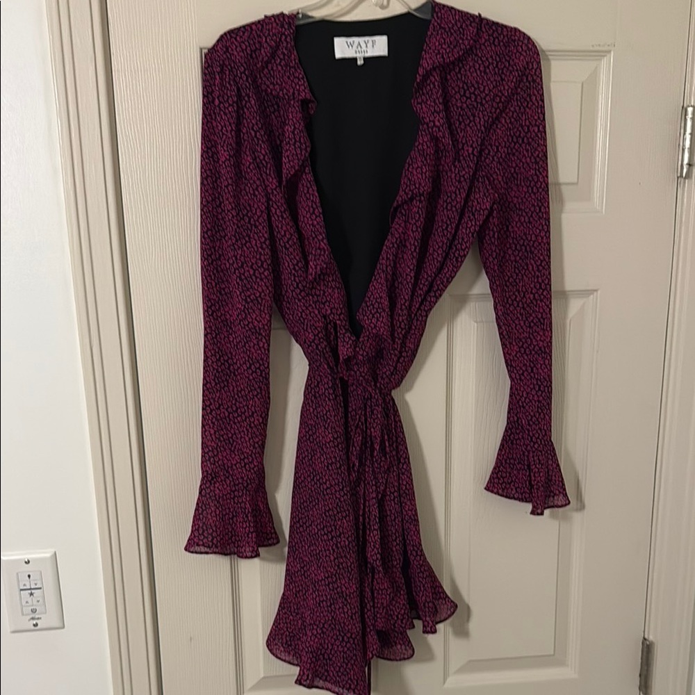 WAYF Pink Ruffle Wrap Dress